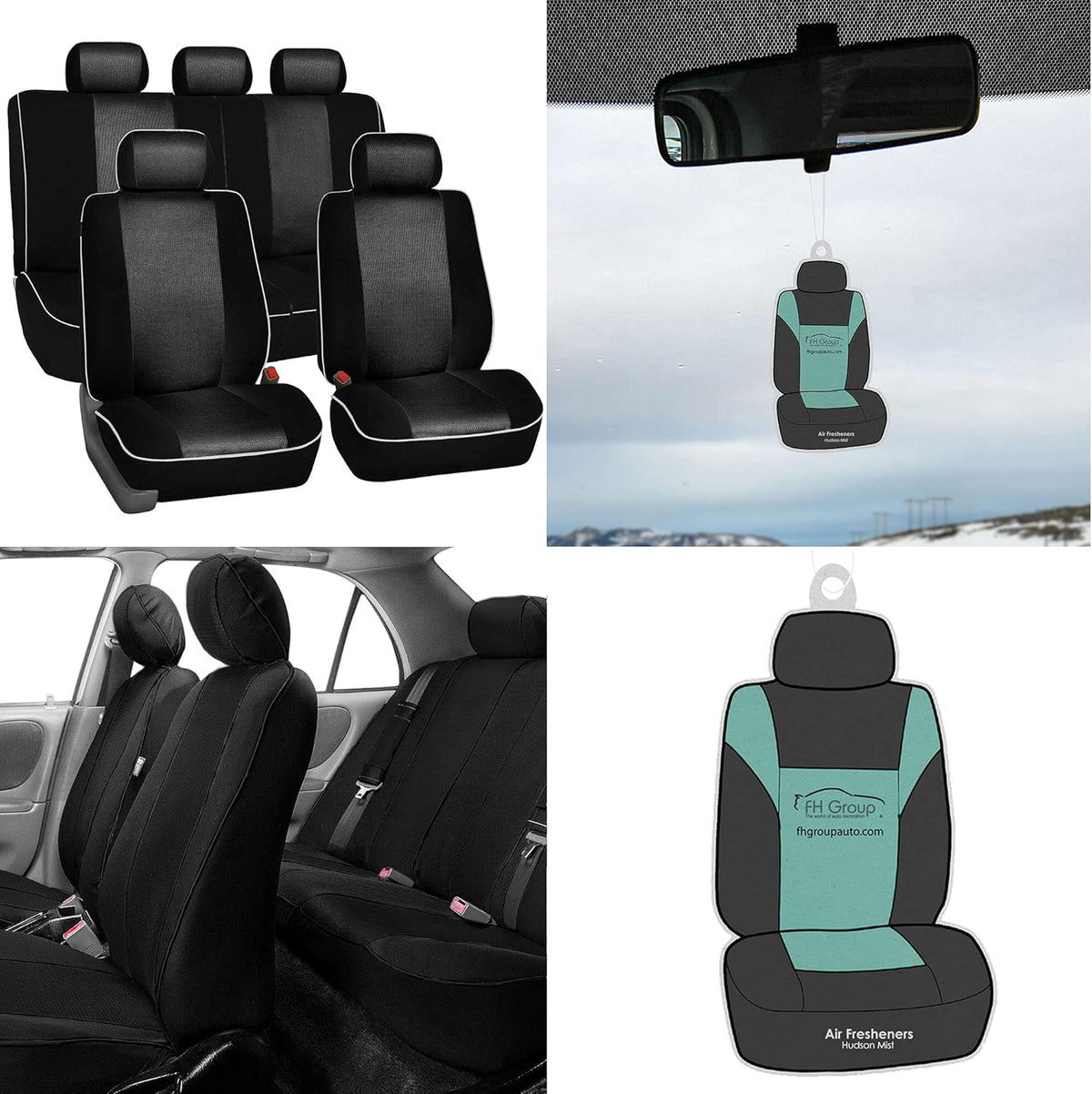 Beige Black Full Set Car Seat Covers J296
