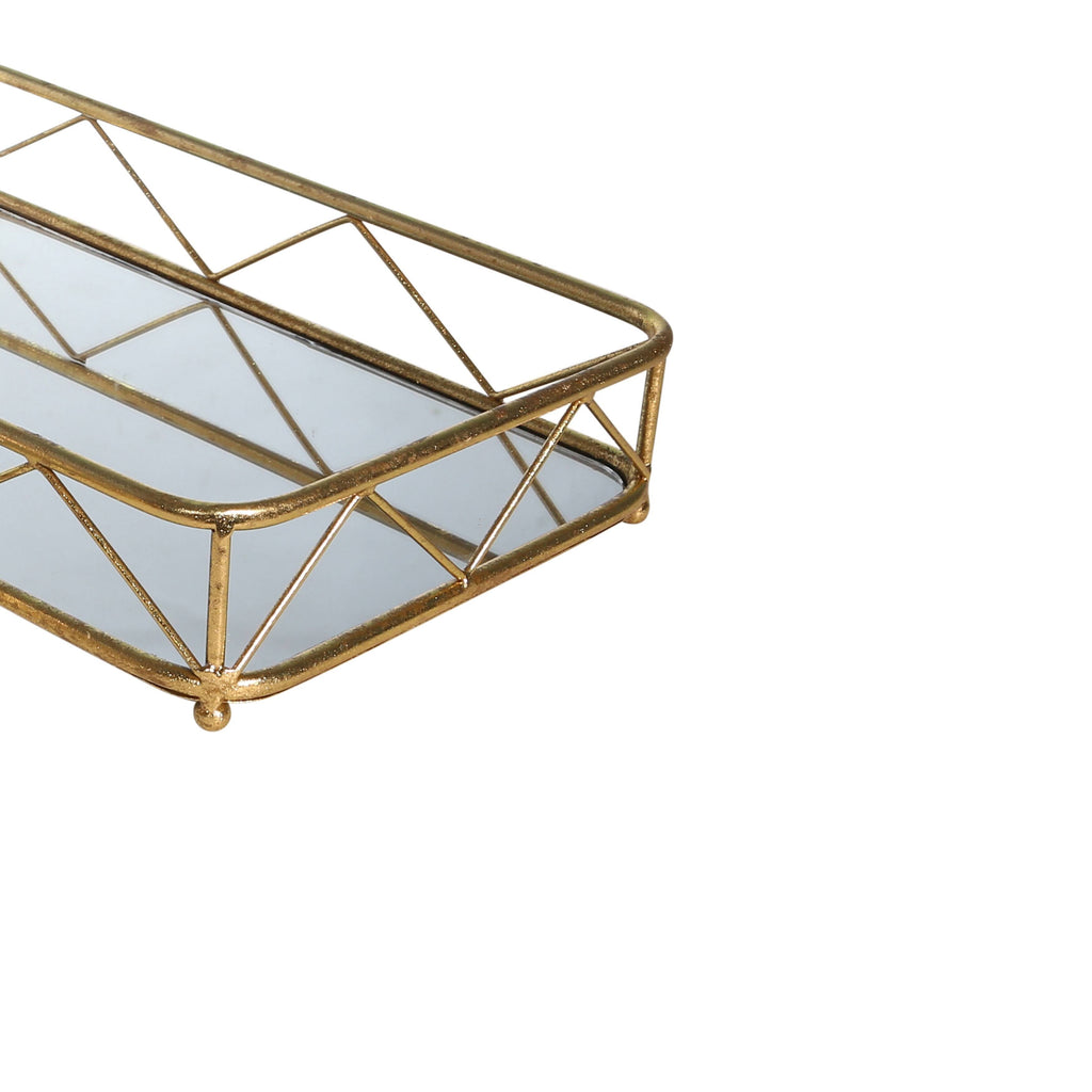 Rectangular Metal Frame Tray with Glass Top, Set of 2 I366776