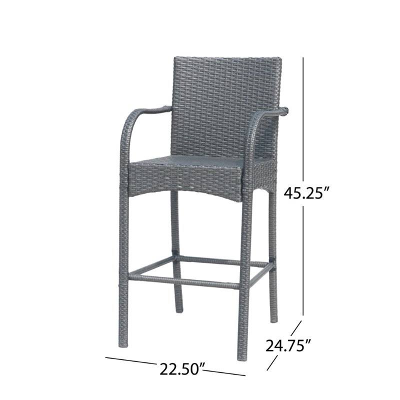 Gray Wicker Barstool Chair (Set of 2) O5204