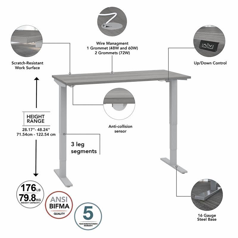 Electric Height Adjustable Standing Desk in Platinum Gray F31249