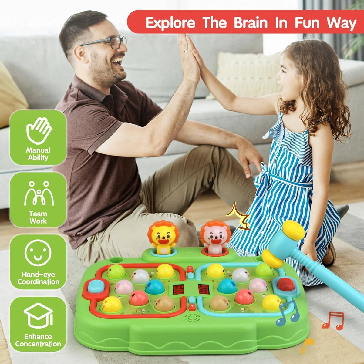 Green Whack A Mole Game with 2 Hammers G721947