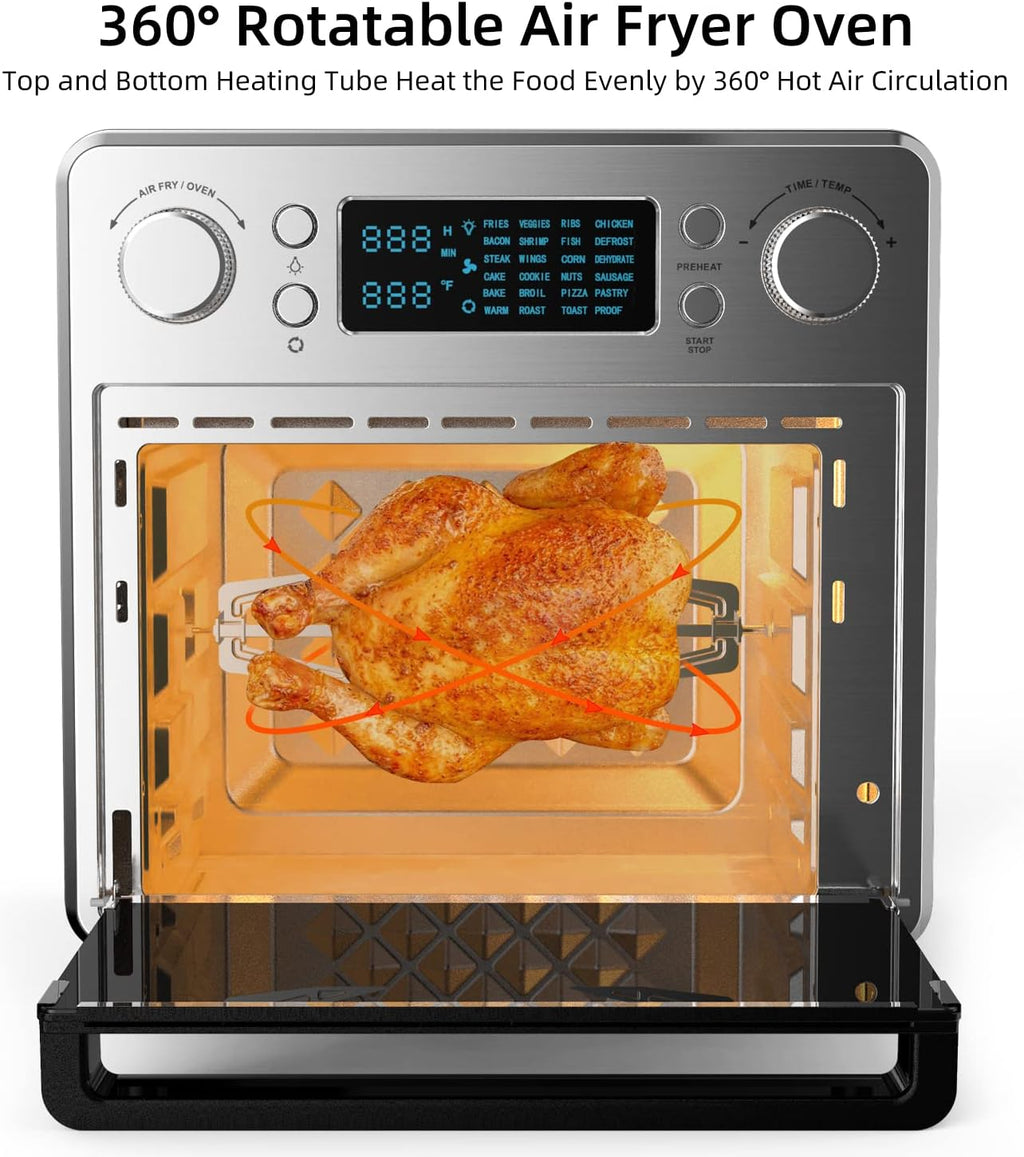 24-in-1 Air Fryer Toaster Oven Combo, 16 QT, Stainless Steel, Silver, 1700W U791996