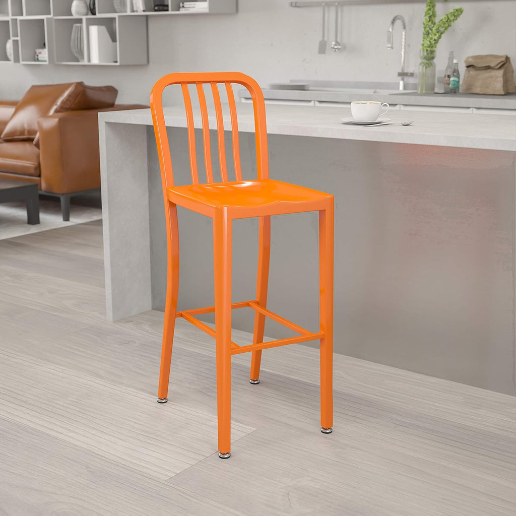 Red Metal Indoor-Outdoor Barstool I93660