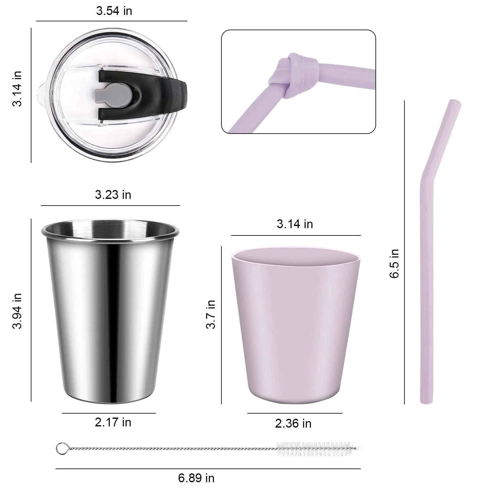12oz 6Pcs Toddler Cups with Straws, Lids and Silicone Sleeves D8300