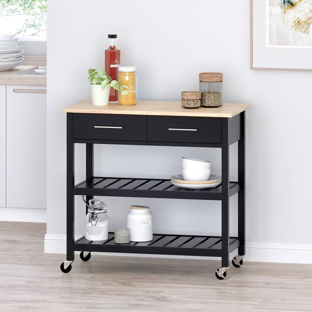 Natural + Black Kitchen Cart U847473
