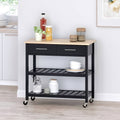 Natural + Black Kitchen Cart U847473