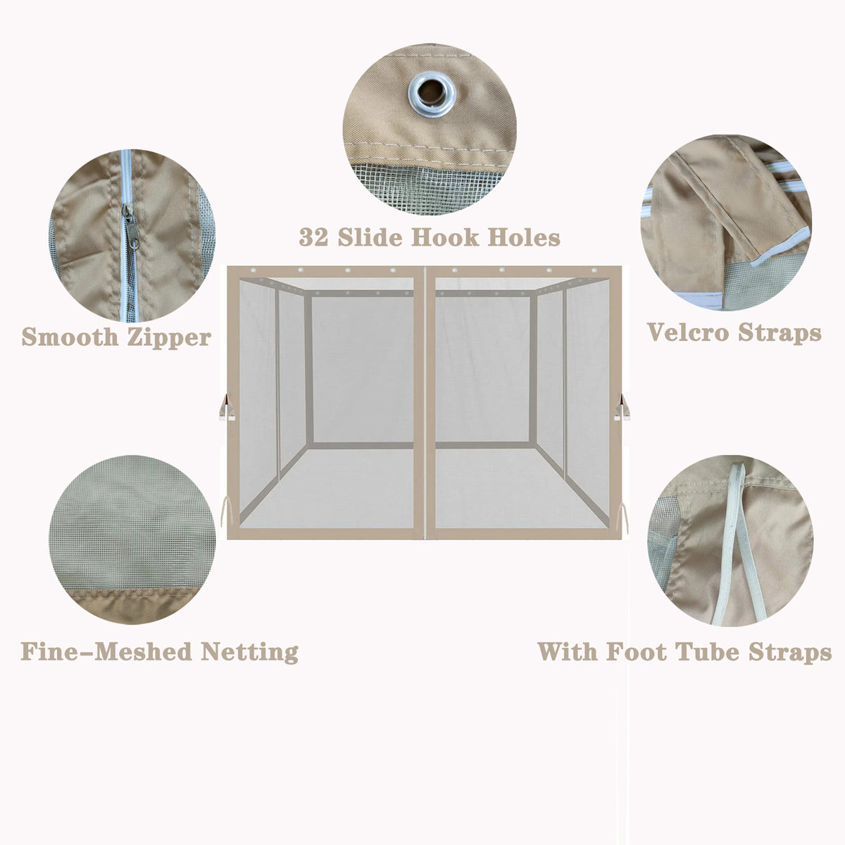 Patio Gazebo Mosquito Netting Replacement - 6.5 I230