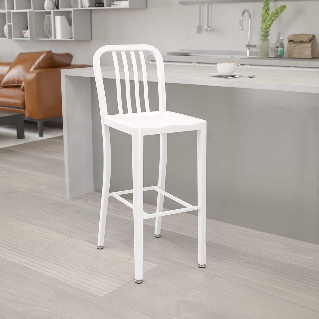 Red Metal Indoor-Outdoor Barstool I93660
