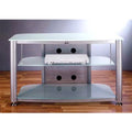 Clear Glass TV Stand with Silver Poles N851346