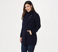 Navy Merino Wool Long Cardigan O9836