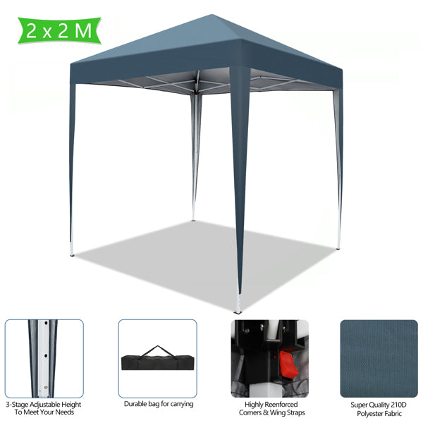2 x 2m Waterproof Folding Tent Blue V961814