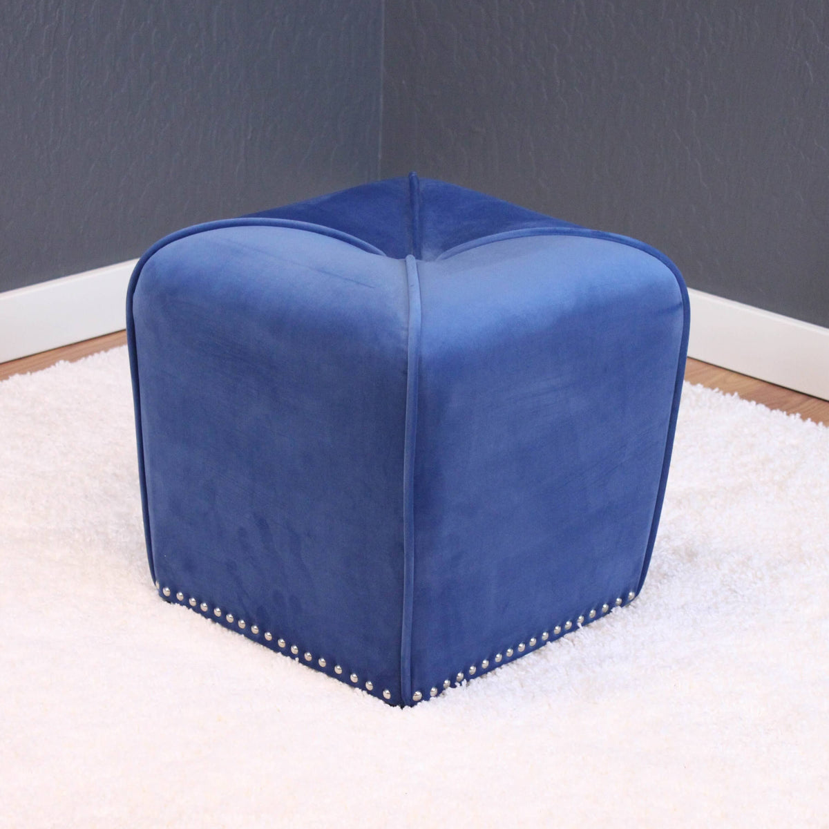 Sky Blue Velvet Ottoman I395