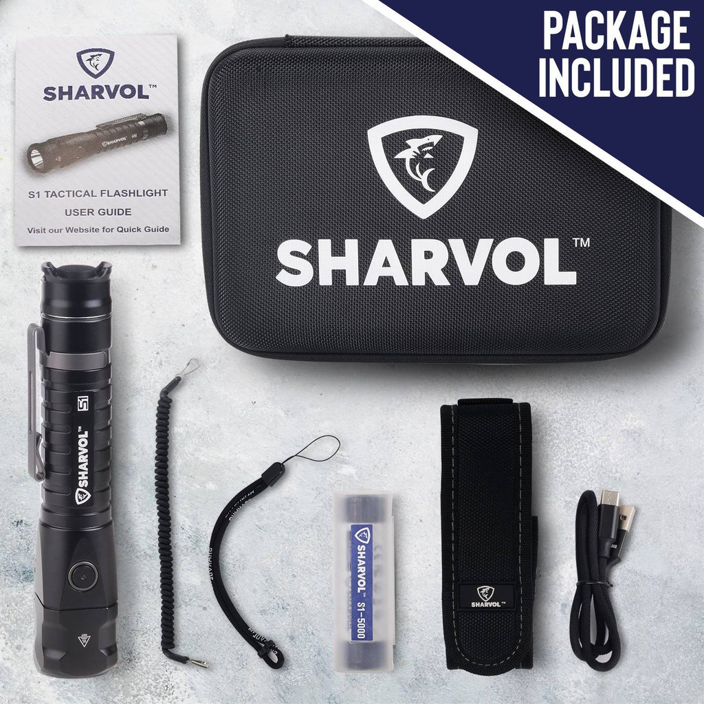 Tactical Rechargeable Flashlight with Hostler and Battery P8661