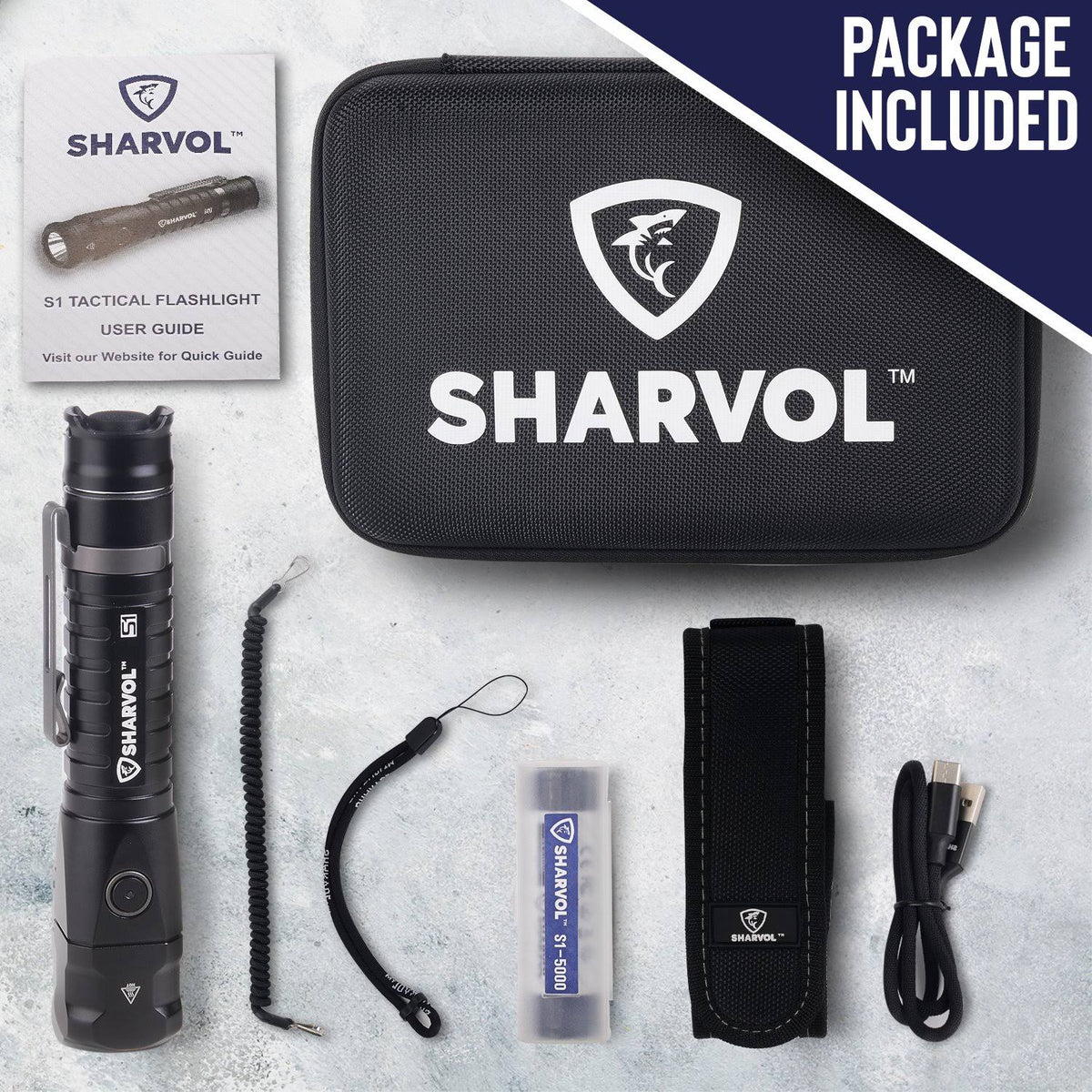 Tactical Rechargeable Flashlight with Hostler and Battery P8661
