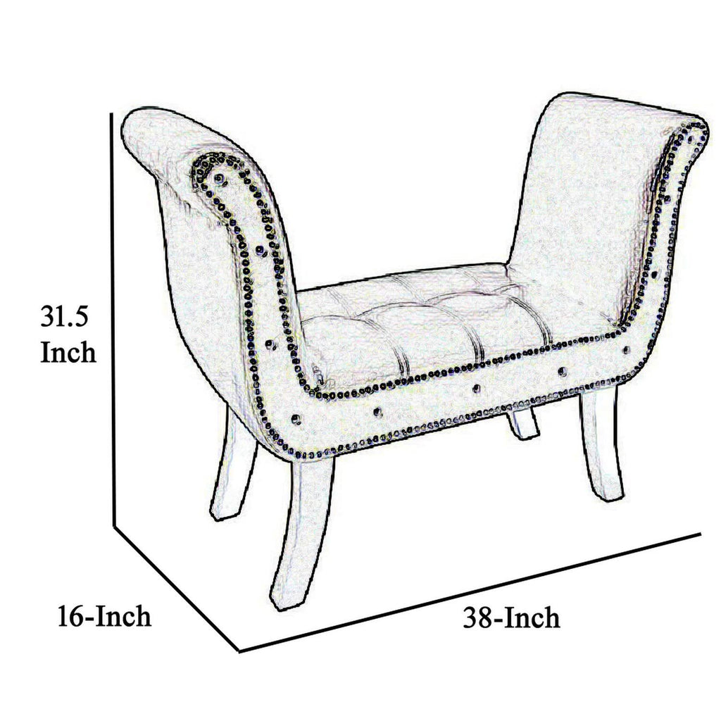 Dark Brown Leatherette Bench with Nailhead Trim A35851