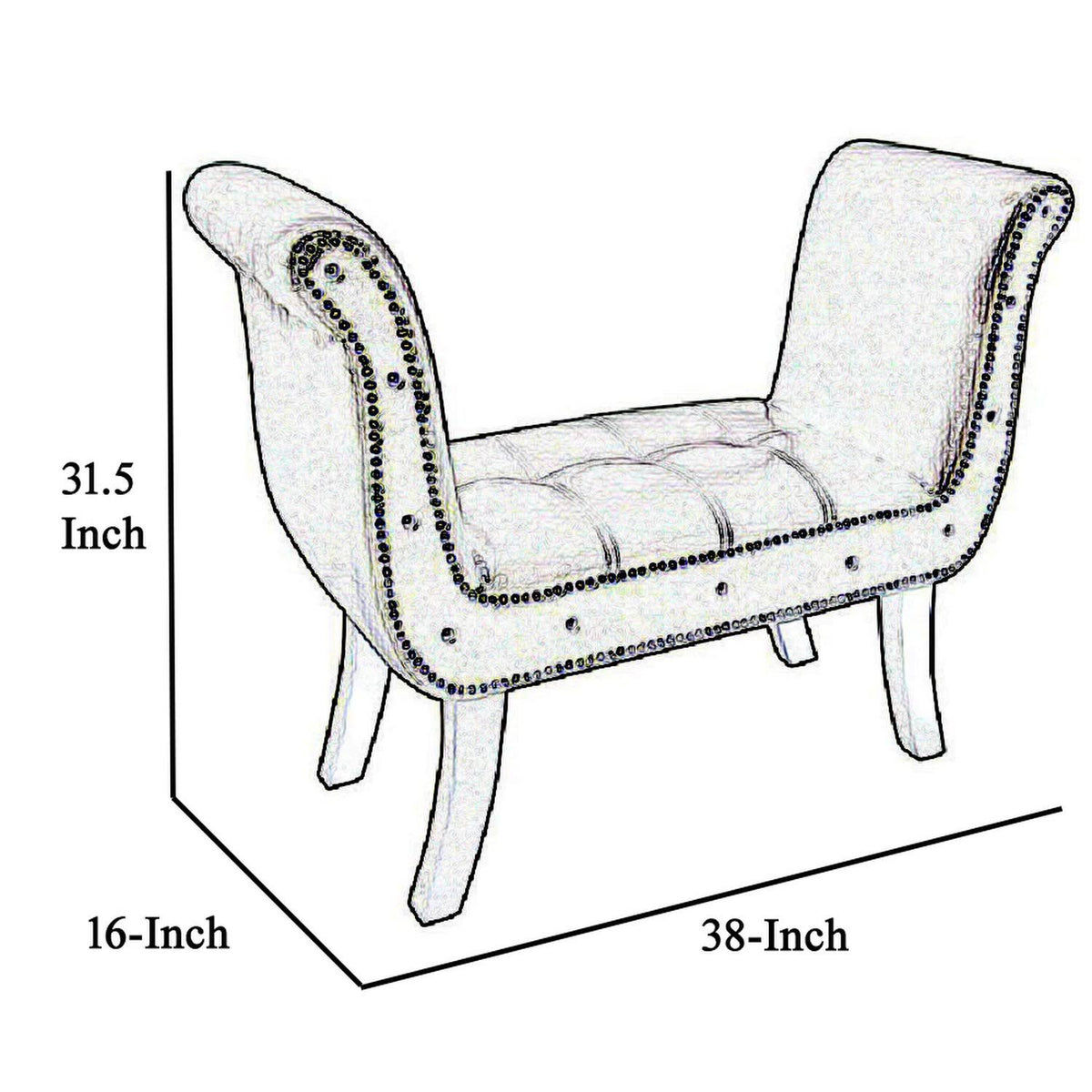 Dark Brown Leatherette Bench with Nailhead Trim A35851