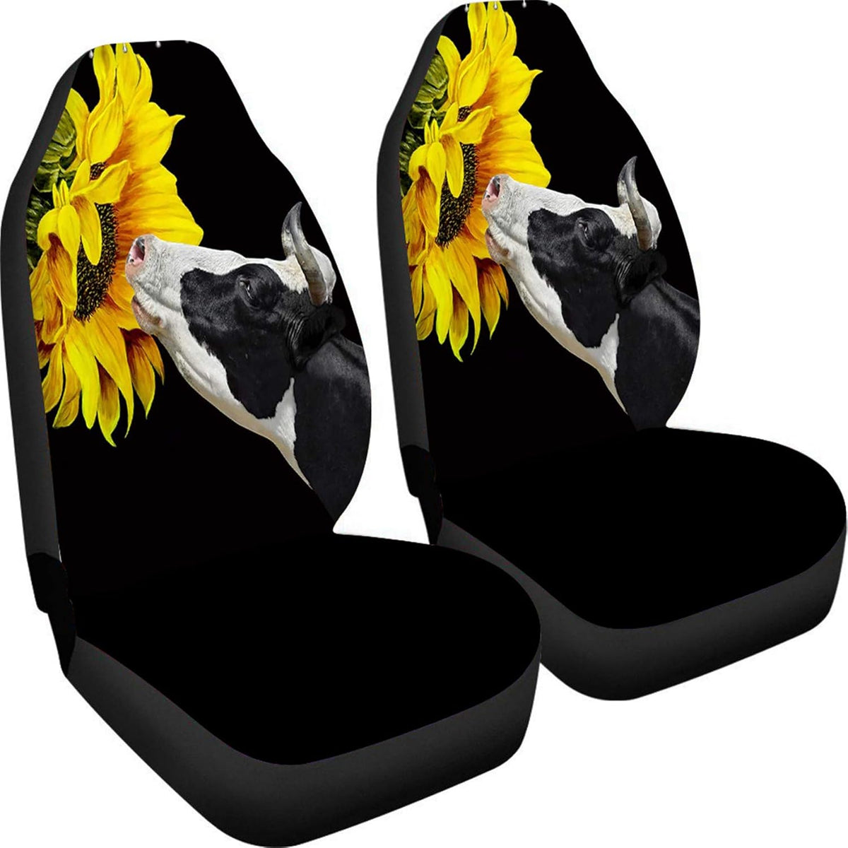 Non Slip Neoprene Front Seat Covers Set of 2 Black White Universal Size L902231