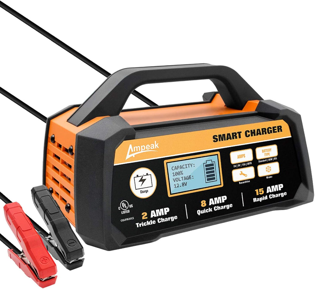 2/8/15A 12V Smart Battery Charger/Maintainer with Winter Mode Pack of 2 B664352