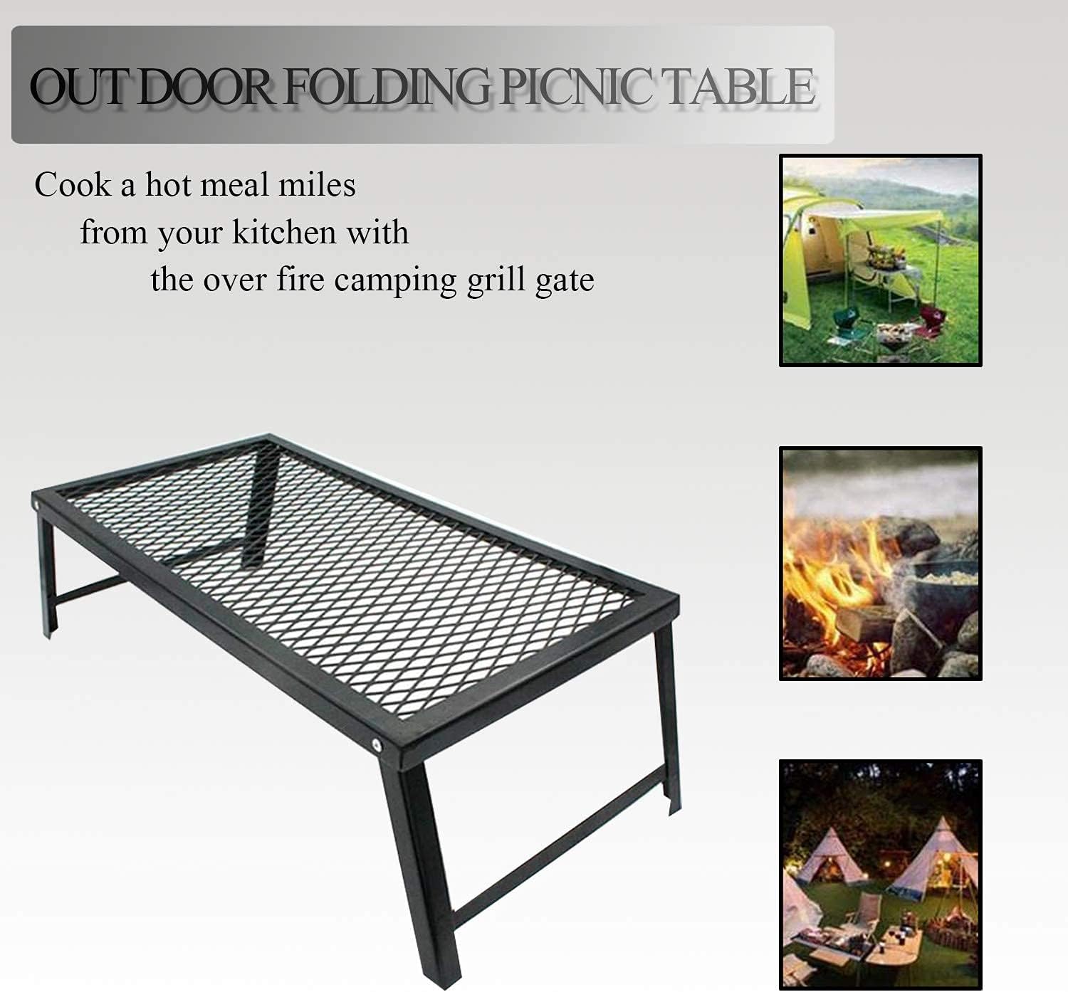 Folding Campfire Grill Heavy Duty Steel Grate O979