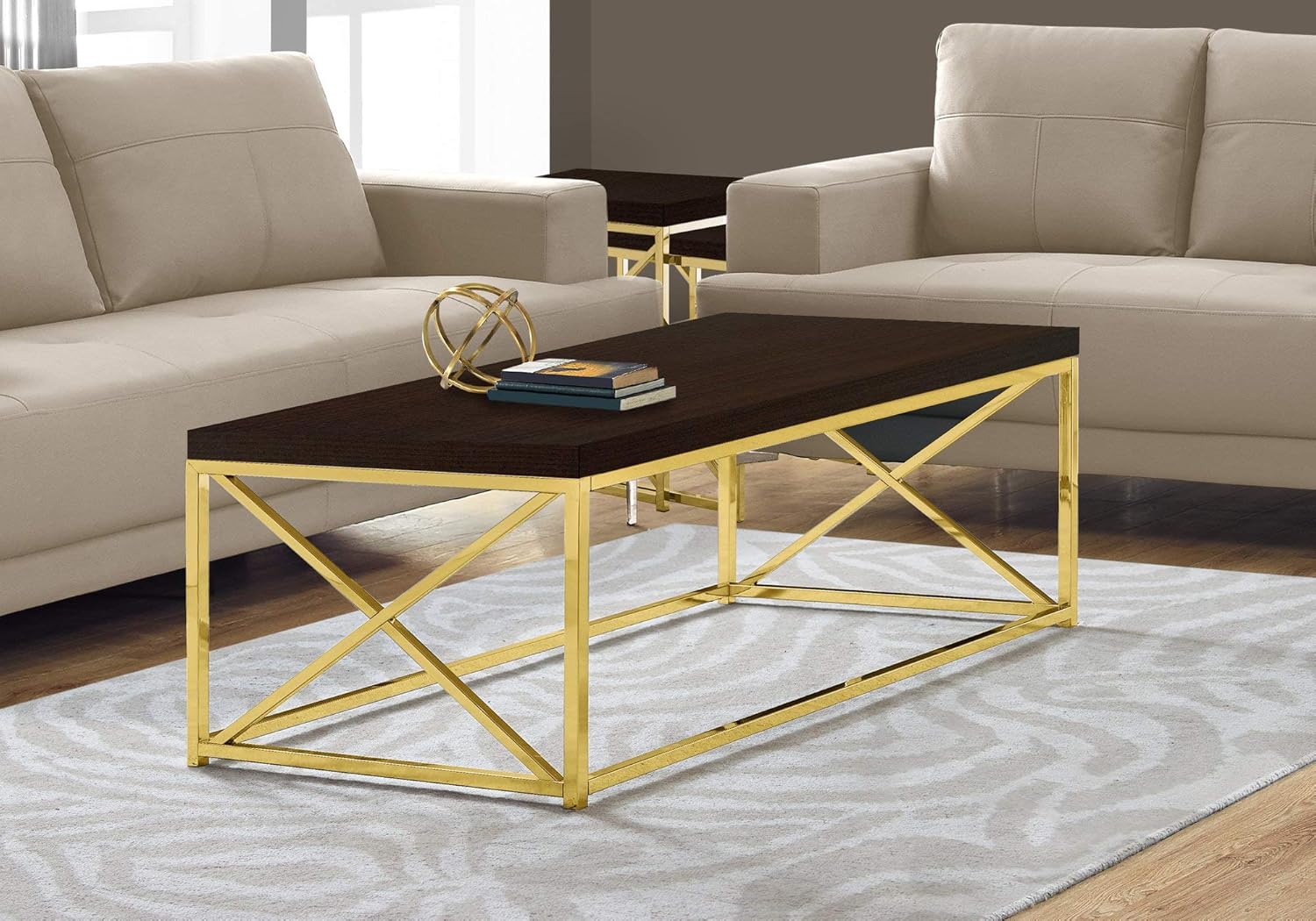 Cappuccino Gold Coffee Table with Metal Frame G533