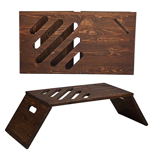 Walnut Wooden Laptop Stand with Phone Holder and Foldable Legs K1632
