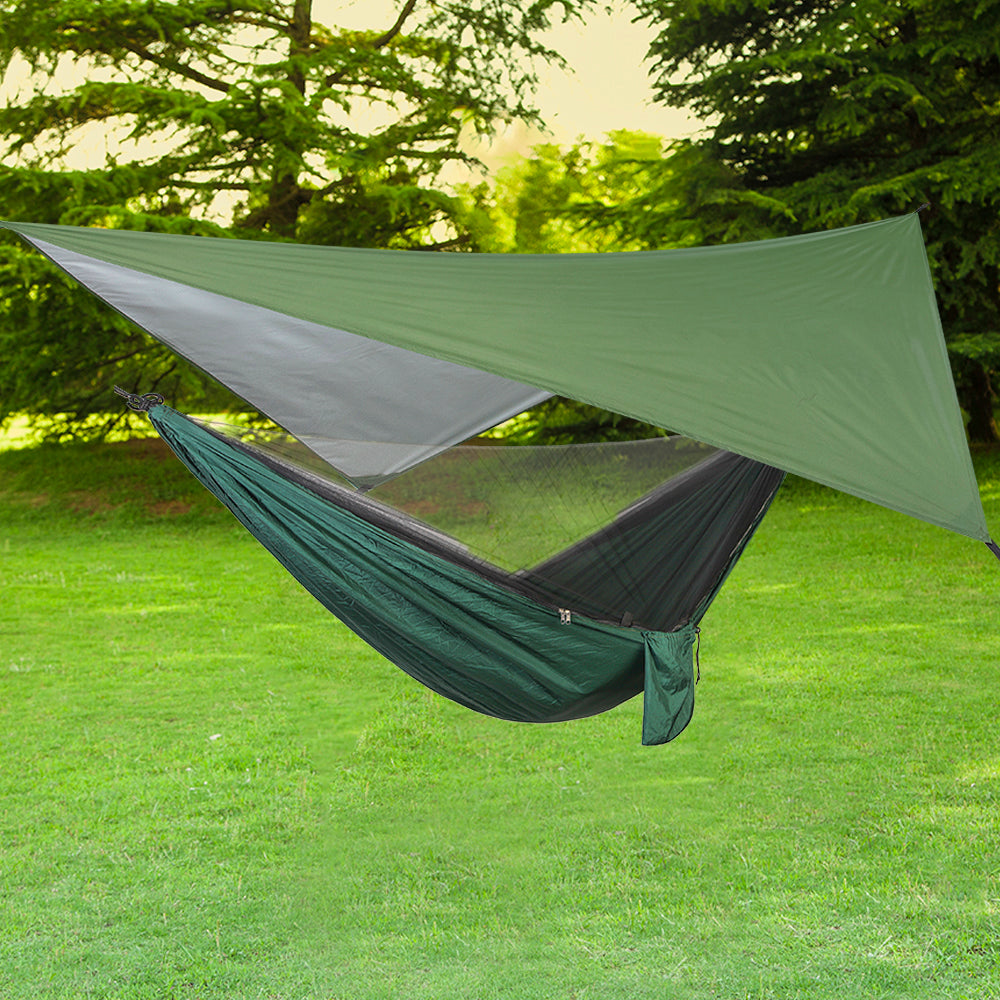 Green Nylon Camping Hammock with Mosquito Net X130728