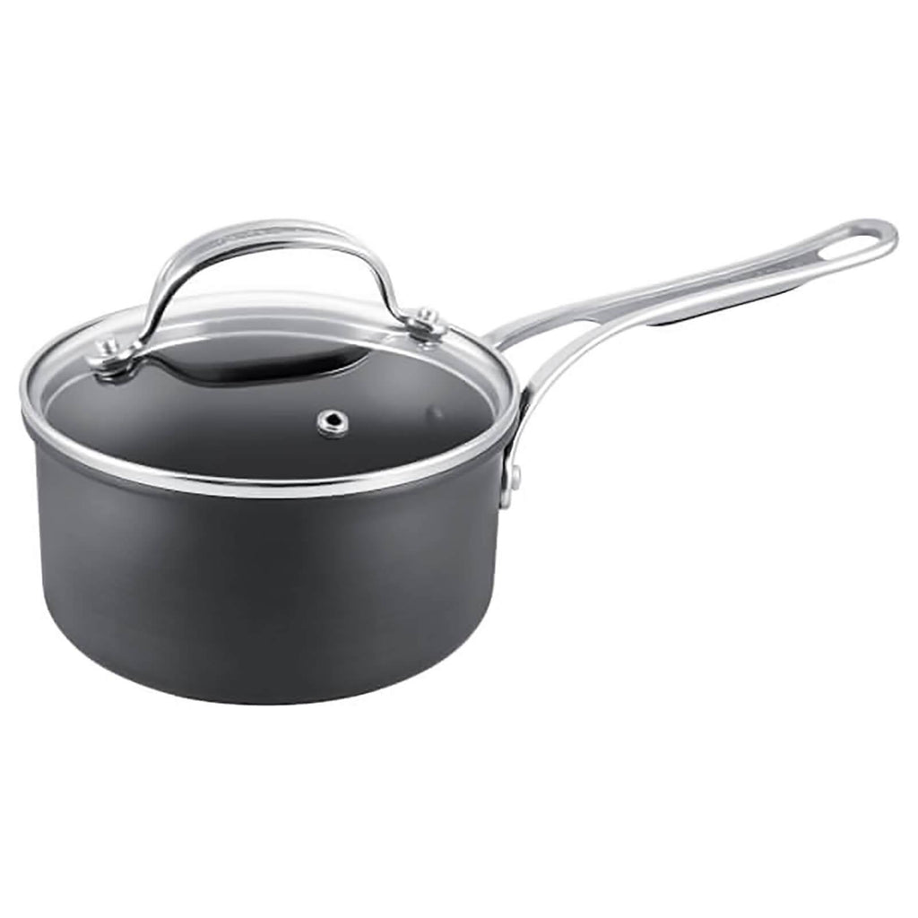 Black Hard Anodised Saucepan with Lid N413