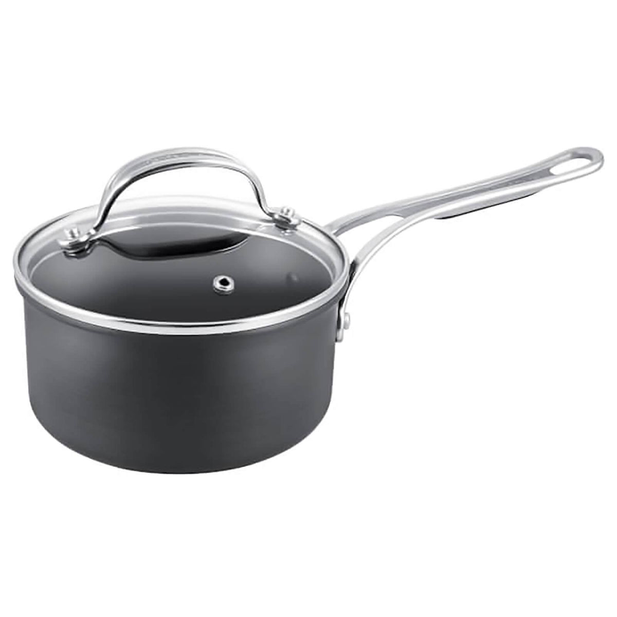 Black Hard Anodised Saucepan with Lid N413