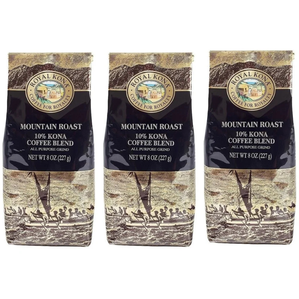 10% Kona Blend Coffee, Pre-Ground, 8 Ounce Bag (Pack of Three) Q33519