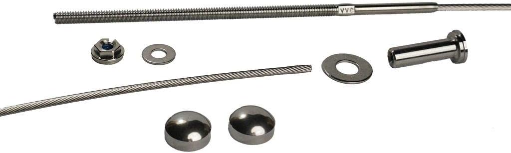Stainless Steel Cable Railing Installation Kit for Deck Railing for 4x4 and 6x6 Posts, 1/8 Inch Cable, 25 Feet with Long Terminals and Stainless Chamfer Caps Q464