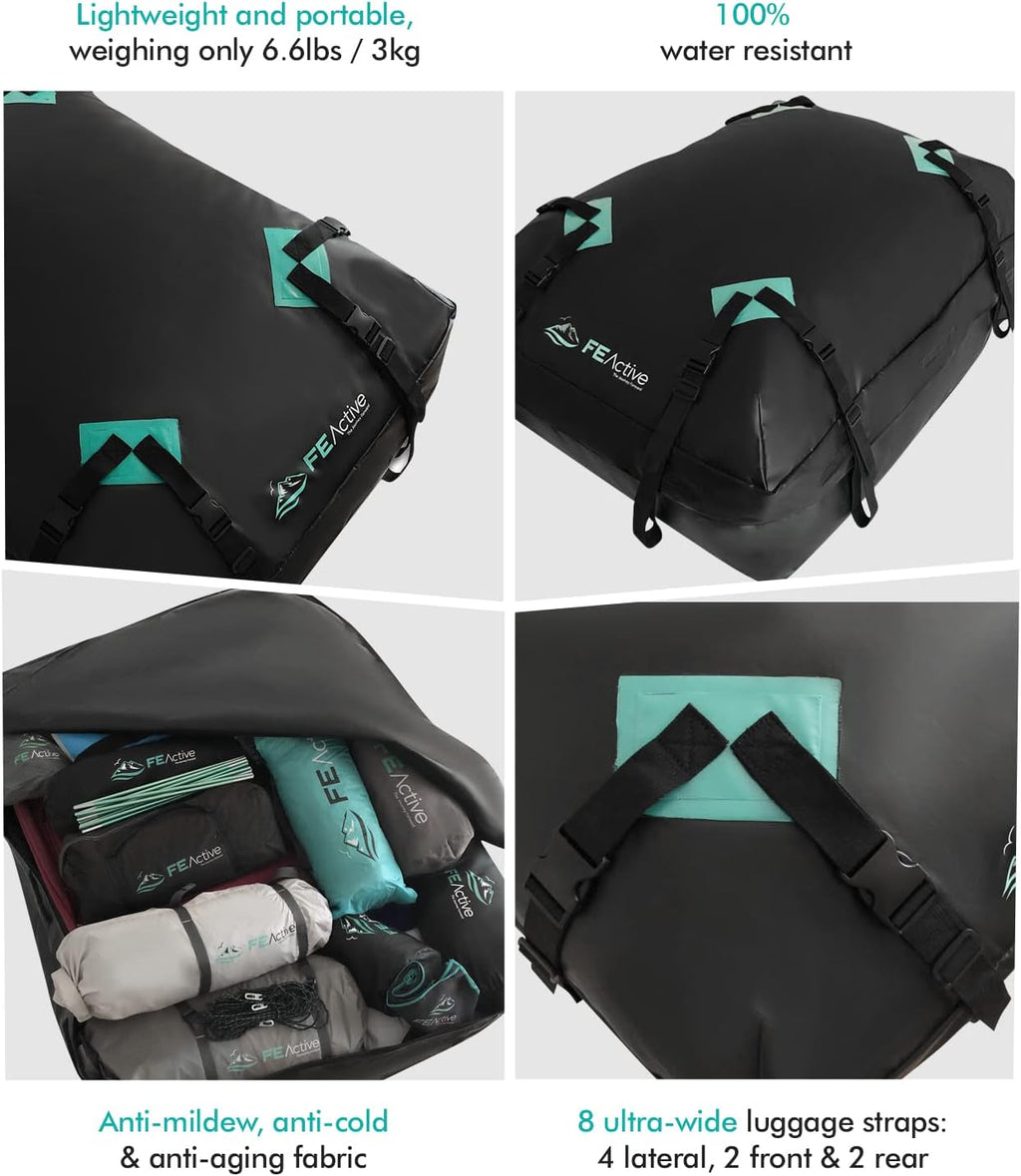 15 Cubic ft. Waterproof Roof Cargo Carrier with Straps U559