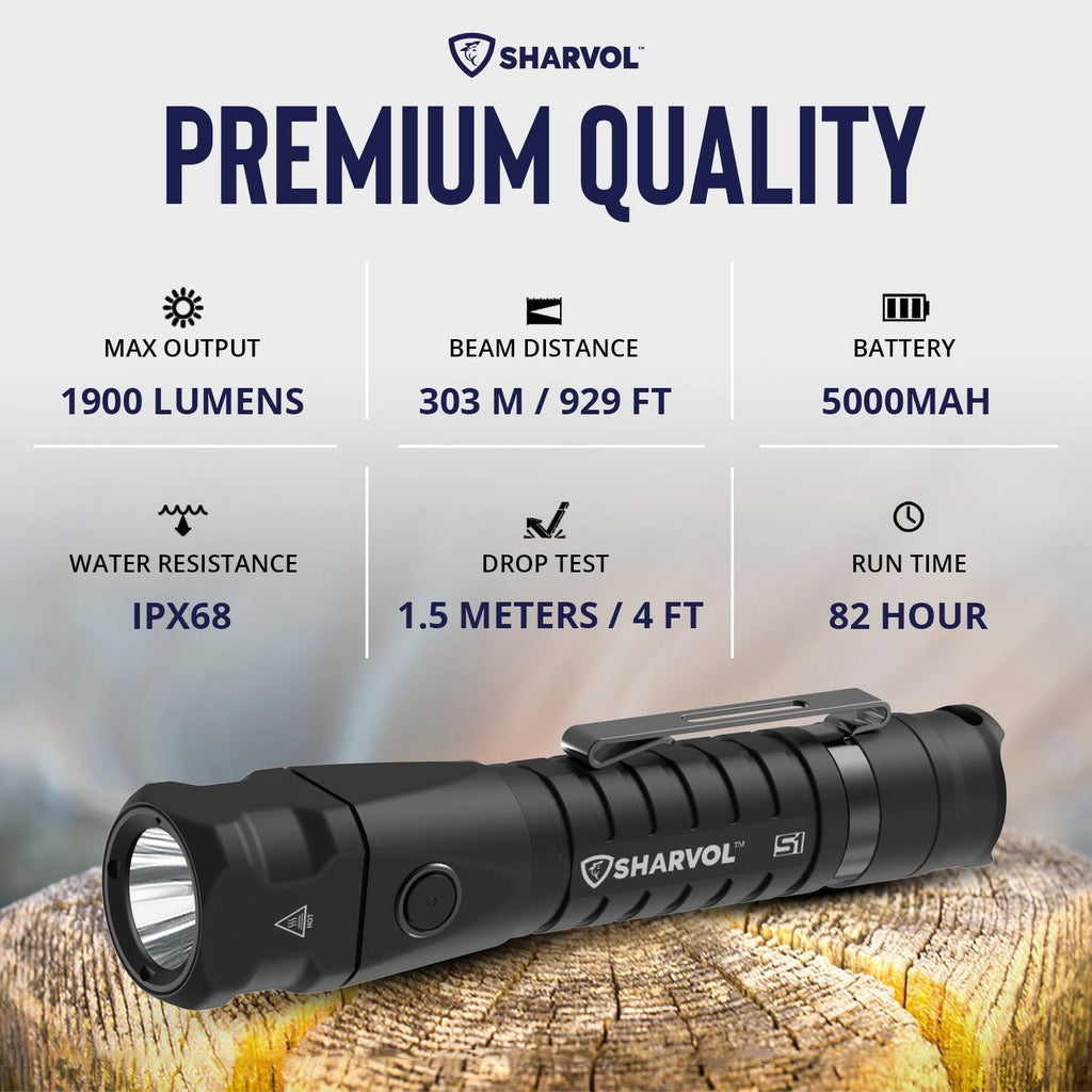 Tactical Rechargeable Flashlight with Hostler and Battery P8661