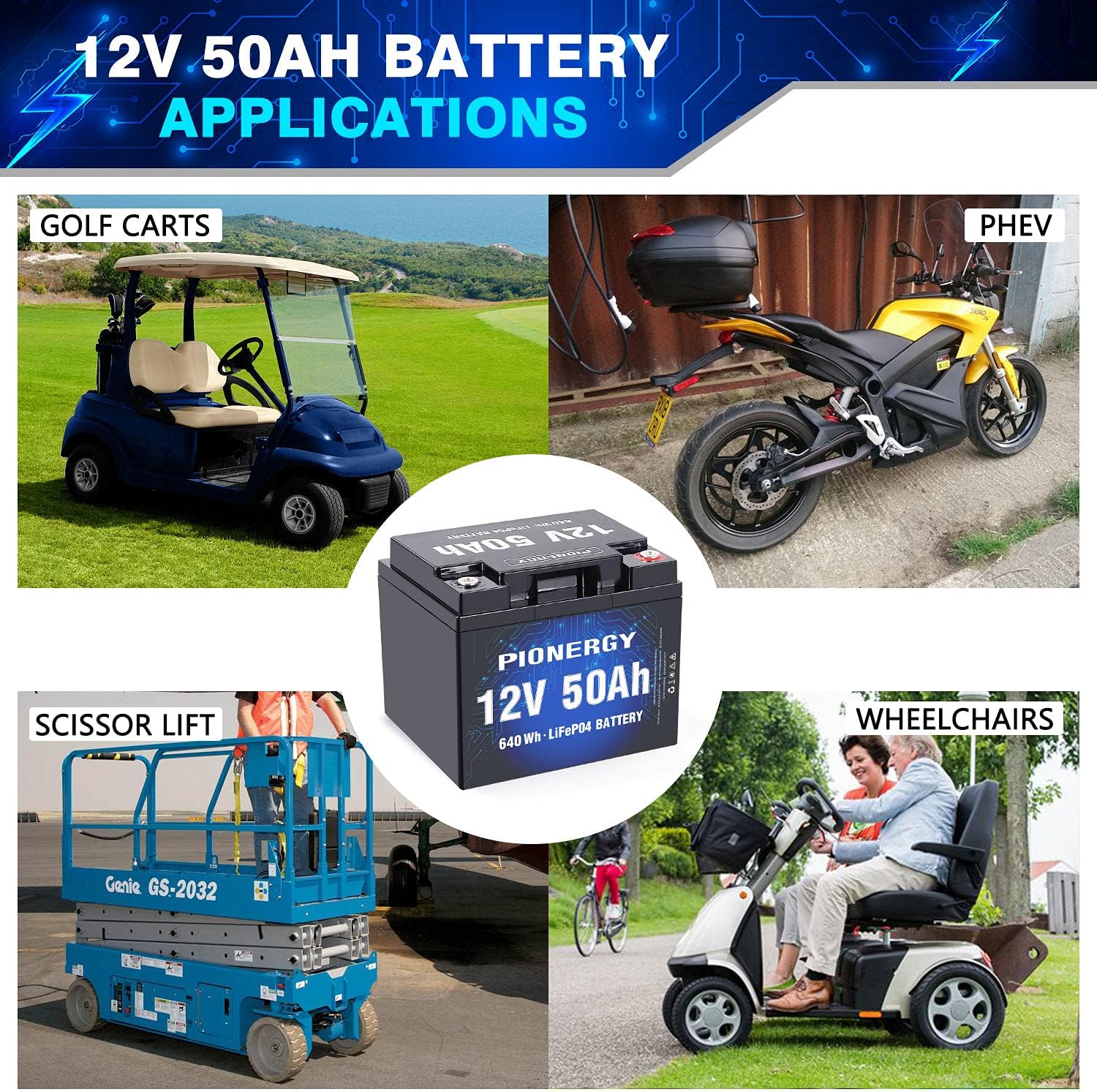12V 50Ah LiFePO4 Battery with Built-In BMS P70648
