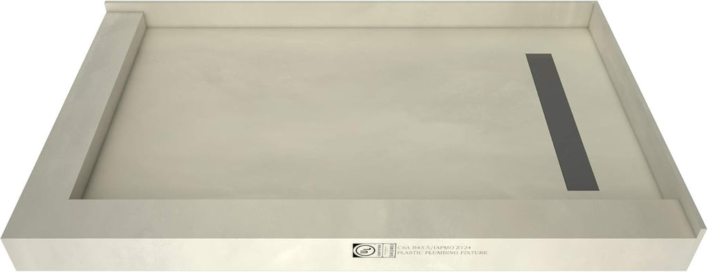 48" D x 72" W Shower Pan with Left Trench & Right Dual Curb X675611