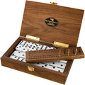 Classic Domino Set with Black Walnut Case 28 Double-Six Dominoes A36965