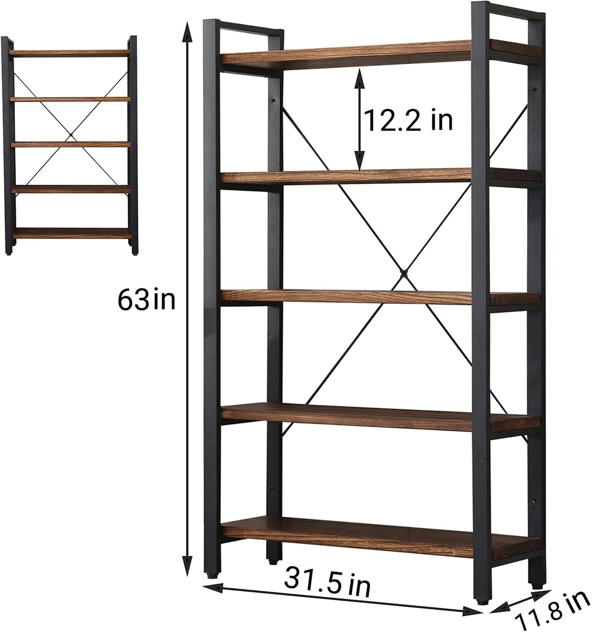 5 Tier Solid Wood Bookshelf G895141