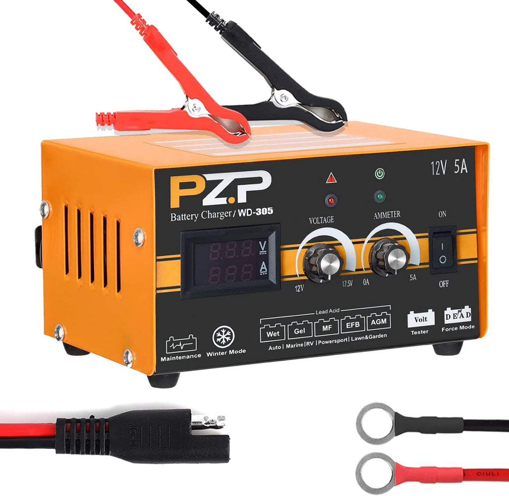 5 Amp 12 Volt Automatic Battery Charger Maintainer, Pack of 2 X7013