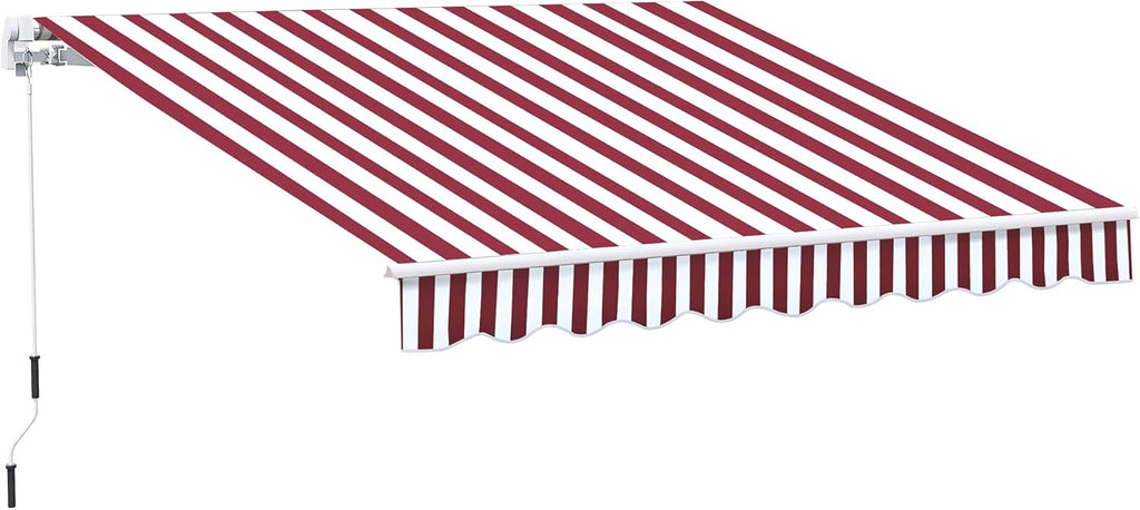 10' x 8' Manual Retractable Awning with UV Protection, Red K208435
