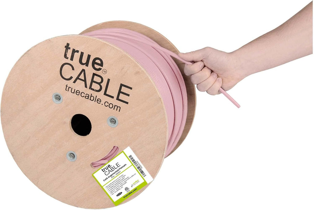 Cat6A Plenum Bulk Ethernet Cable, 1000ft, Green, 23AWG 4 Pair Solid Bare Copper, 750MHz, UTP O44716