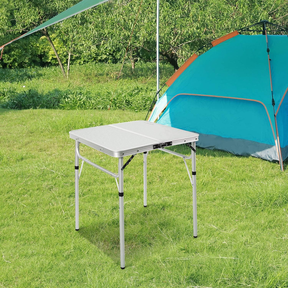 White 36 x 24 inch Aluminum Folding Camping Table S166
