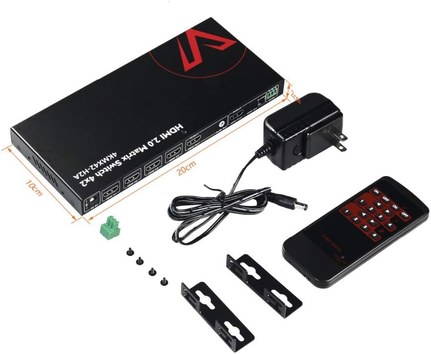 HDMI 2.0 Matrix Switch 4x2 4K@60Hz HDR ARC HDCP 2.2 18Gbps V4474