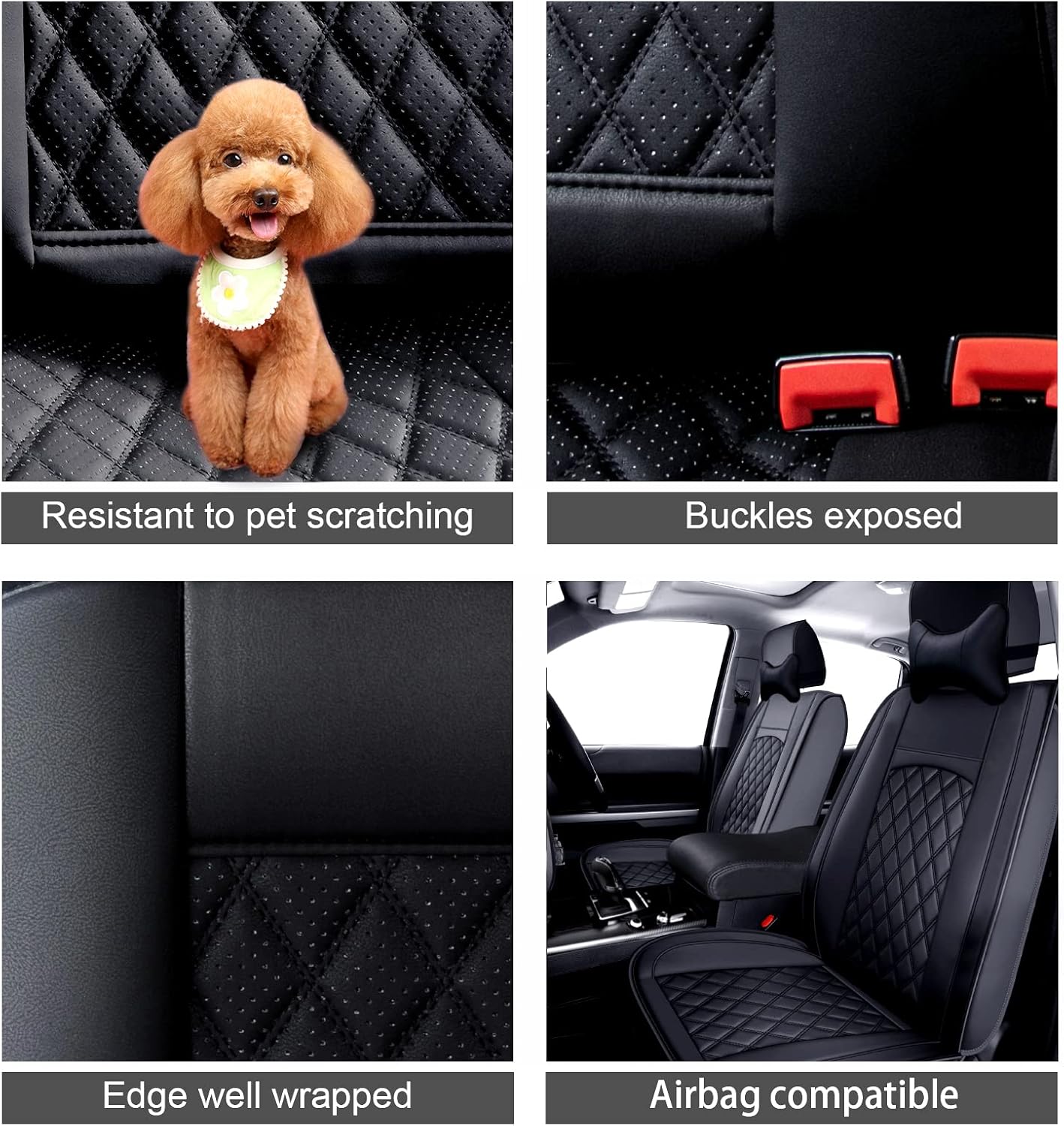Faux Leather Car Seat Cover for 5 Seater D484