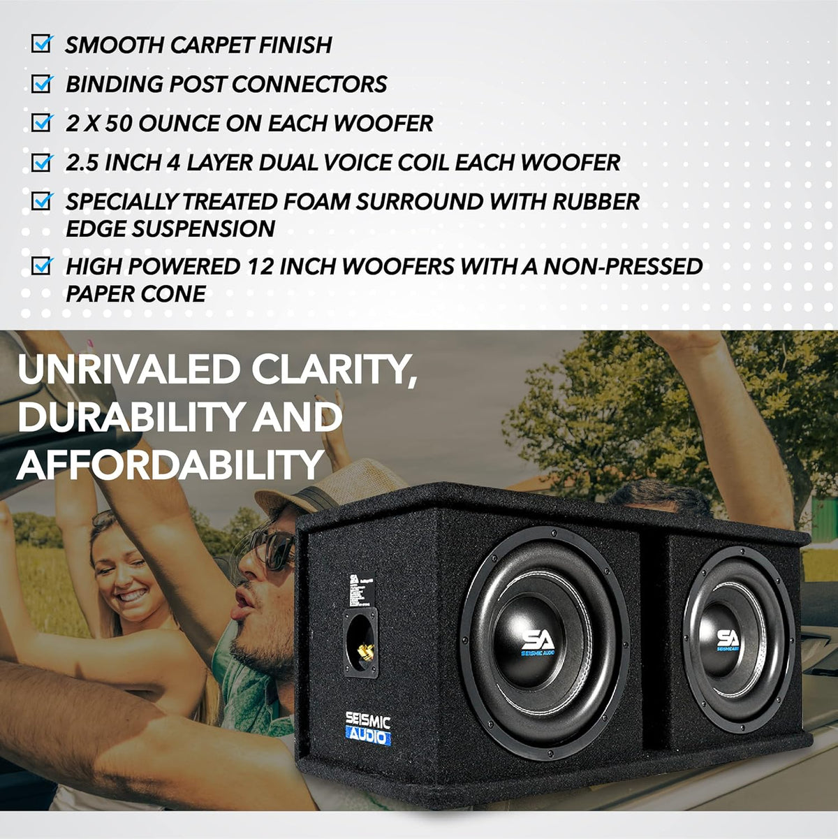 Dual 12 Inch 2400 Watt Car Audio Subwoofer Box Enclosure X727325