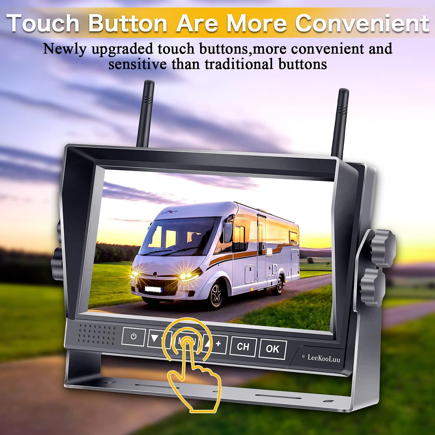 Wireless 7 Inch HD 1080P DVR Monitor with 2 Rear View Cameras N2965