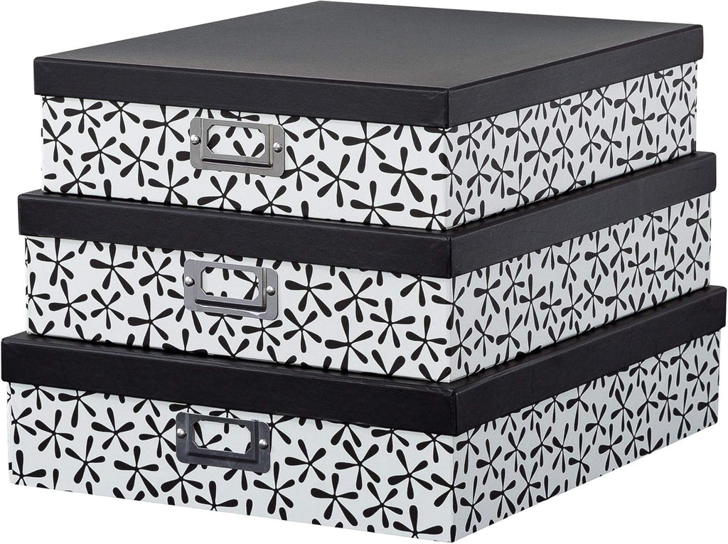 Decorative Storage Cardboard Boxes with Lids, Set of 3 Y786575