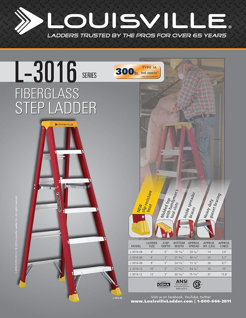 Fiberglass Stepladder, 300-Pound Capacity Y950104