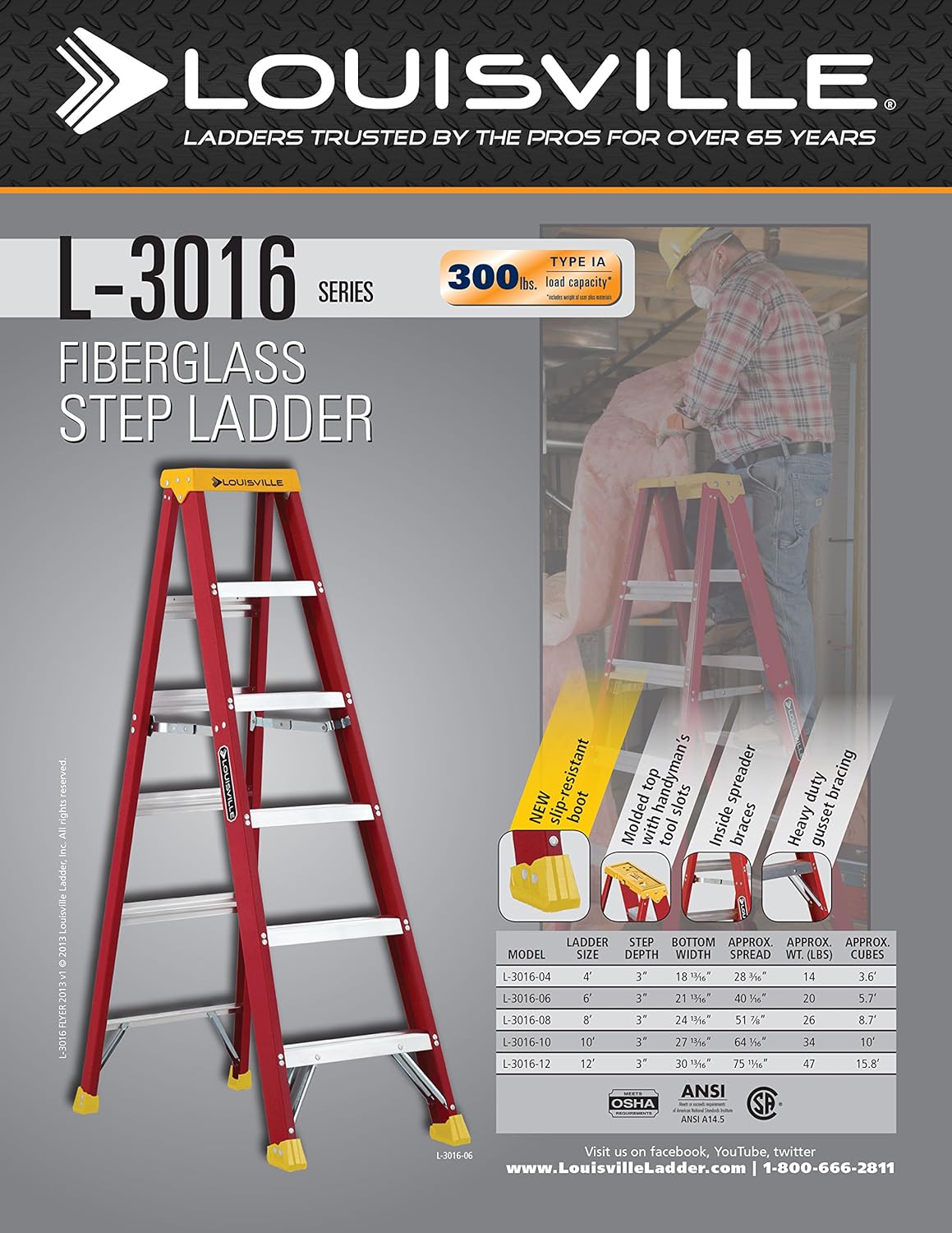 Fiberglass Stepladder, 300-Pound Capacity Y950104