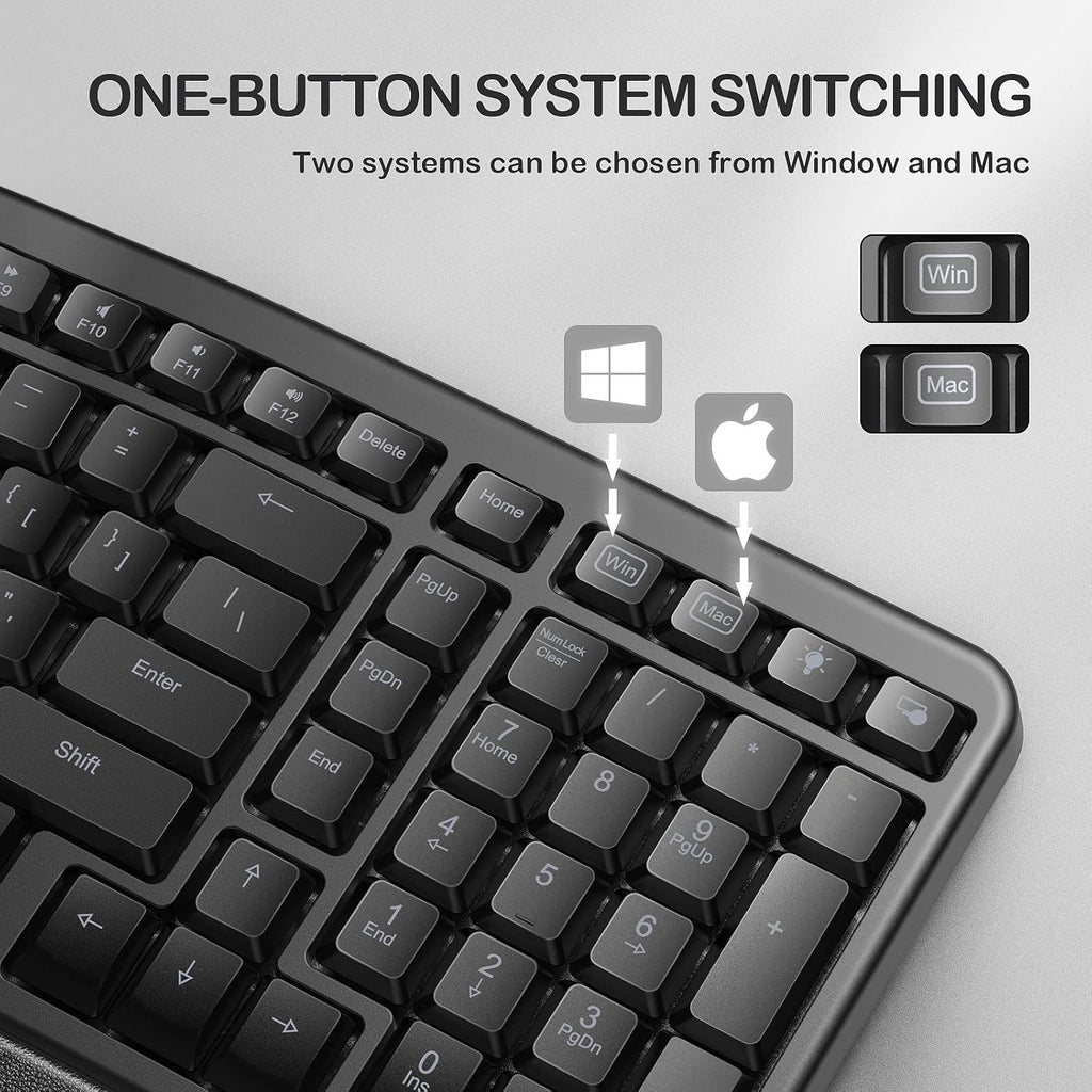 Backlit Wired Ergonomic Split Keyboard with Wrist Rest, 104 Keys P6976