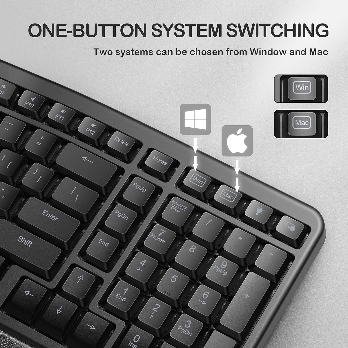 Backlit Wired Ergonomic Split Keyboard with Wrist Rest, 104 Keys P6976