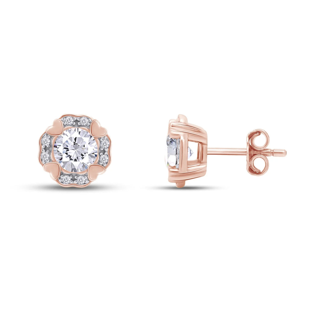Moissanite Stud Earring 1 Carat 5MM D Color VVS1 Prong Setting 18K Rose Gold Over Sterling Silver L685144